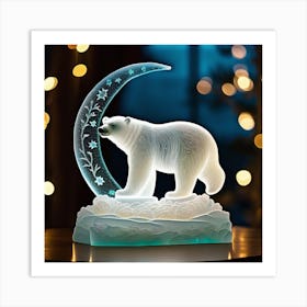 Polar Bear On The Moon Art Print