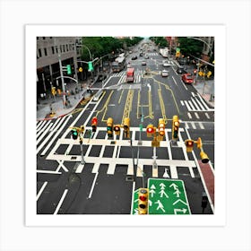 Aerial View Of A City Street Art Print