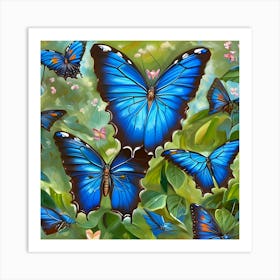 Blue Butterflies 1 Art Print