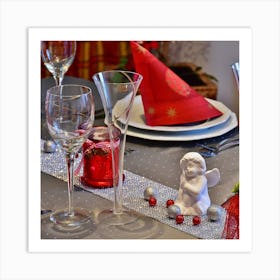 Table Setting For Christmas Art Print