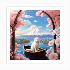 Cat In A Boat 7 Art Print