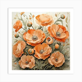 Apricot Poppies Art Print 1 Art Print