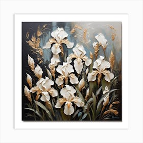 Pattern with White Irises flowers Art Print