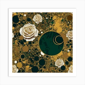 Gold And White Roses Art Print