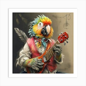 Parrot Playing Guitar 4 Art Print