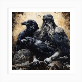 Odin and his Ravens Art Print
