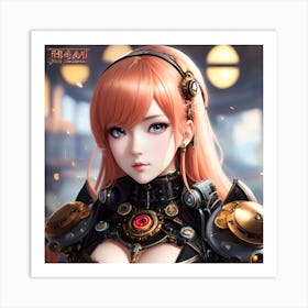 Surreal sci-fi anime cyborg limited edition 4/10 different characters Peach Haired Waifu Art Print