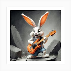 Bunny Playing Guitar 5 Art Print