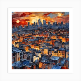 Cityscape At Sunset Art Print