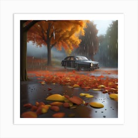 Car In The Rain Art Print