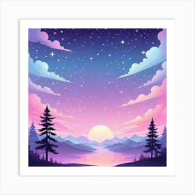 Sky With Twinkling Stars In Pastel Colors Square Composition 189 Art Print