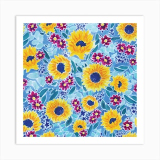Sunflower Print Square Art Print