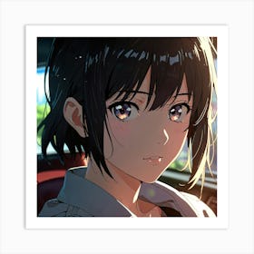 Anime Girl In Car Art Print