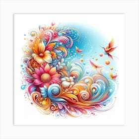 Colorful Floral Design 1 Art Print