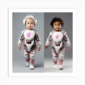 Two Children Dressed As Robots Art Print