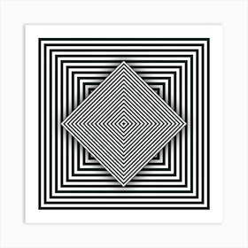 Abstract Black And White Geometric Pattern Art Print