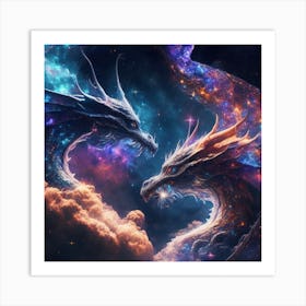 Two Dragons In Space 4 Art Print