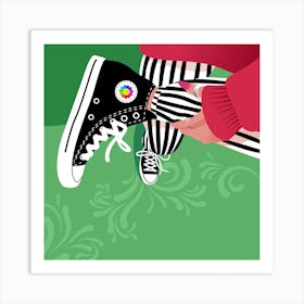 Sneakers And Stripes Square Art Print