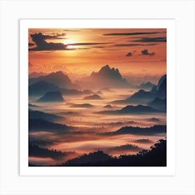 Sunrise In The Mountains 33 Art Print