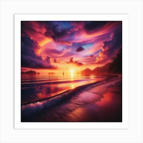 Sunset On The Beach 1 Art Print