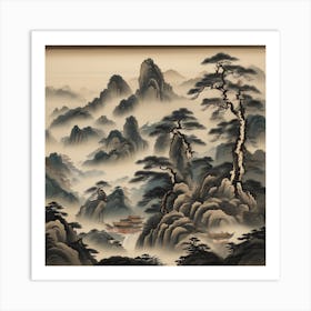 Asian mountain scene Art Print