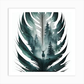 Mystic Forest Feather An Intricate Watercolor Landscape Within Nature S Quill (3) Art Print