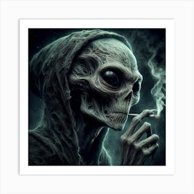 Alien Smoking A Cigarette Art Print