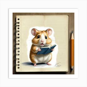 Hamster Reading A Book 13 Art Print