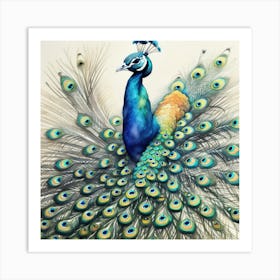 Peacock water color painting  Art Print