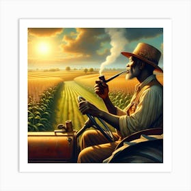 Farmer Smoking A Pipe Art Print