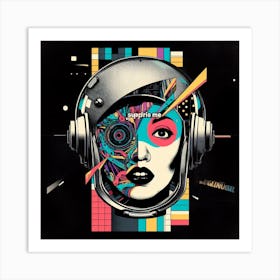 Woman In Headphones Art Print