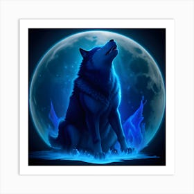 Lunar Wolf style 4 Art Print