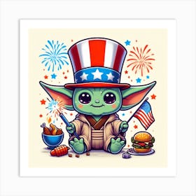 Din Grogu On The 4th Of July Star Wars Art Print Art Print