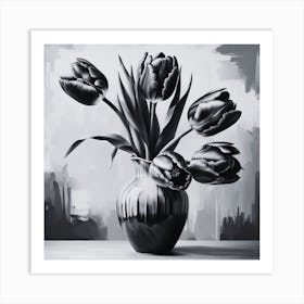 Black And White Tulips Art Print