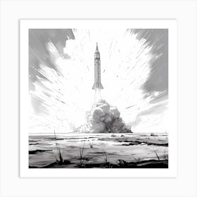 Fictional Rocket Launch Sketch 1 Art Print