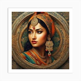 Hermosa Mujer Indu Co Gran Marco Art Print