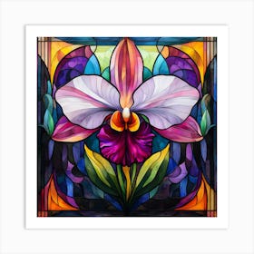 Flowers Stained Glass Sublimation 11 Art Print