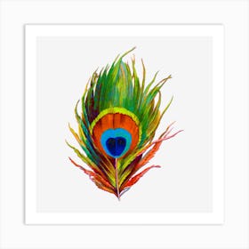 Green Peacock Feather Nature Art Print