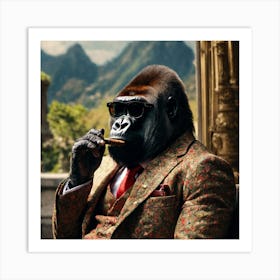 Smoking Gorilla Art Print