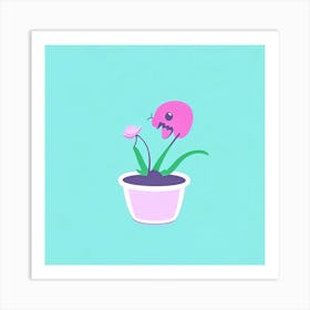 Pink Flower In A Pot Art Print