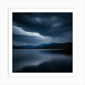 Dark Sky Over Lake Art Print