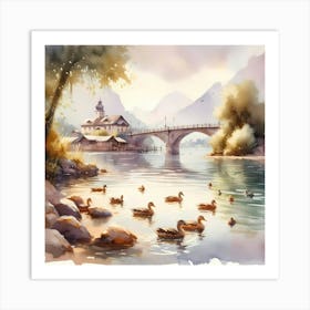 Watercolor Of A Lake 2 Art Print