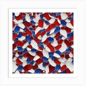 Red and blue and white glass pattern 1 Art Print