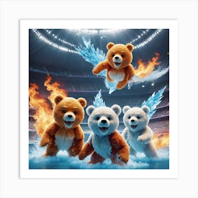 Ice and fire teddy bears  Art Print