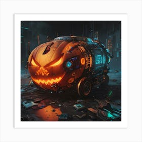 Pumpkin Car (Cyberpunk) Art Print