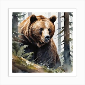 Brown Bear In The Forest 19 Art Print