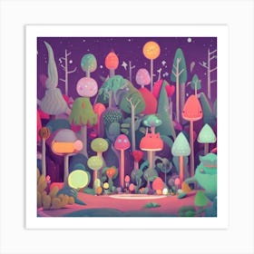 Mushroom Forest Art Print