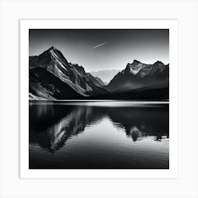 Black And White Mountain Landscape 23 Art Print