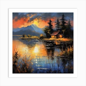 Sunset By The Lake 1 Art Print