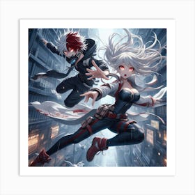 Anime Couple In The City Art Print